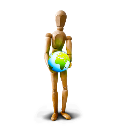 Person mit Weltkugel in den Händen